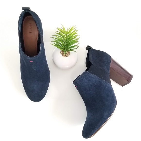 Ellen Degeneres Shoes - ED Ellen Degeneres Mahoney Booties Heel Blue Suede